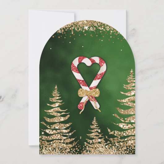 Elegantes Arched Gold Glitzer Pine Corporate Party Einladung (Rückseite)