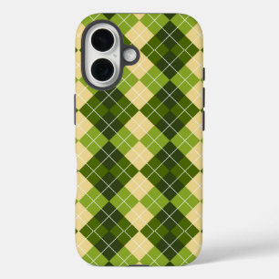 Elegantes Argyle-Muster in Grün und Gelb Diamant iPhone 16 Hülle