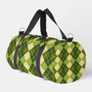 Elegantes Argyle-Muster in Grün und Gelb Diamant Duffle Bag