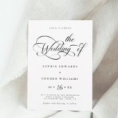 Elegantes Armskript Hochzeit Schwarz-Weiß Einladung