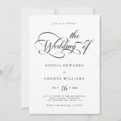 Elegantes Armskript Hochzeit Schwarz-Weiß Einladung (Vorderseite)