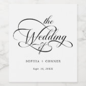 Elegantes Armskript Wedding Black & White Weinetikett (Einzelnes Label)