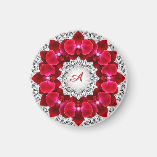 Elegantes Arrangement mit Roten Orchideen Magnet (Vorne)