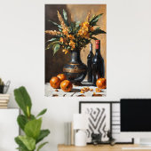 Elegantes Arrangement: Stillleben mit Blume Vase Poster (Heimbüro)