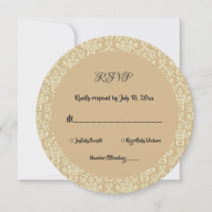 Elegantes Art Deco Beige Damask RSSD RSVP Einladung