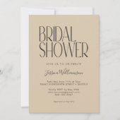 Elegantes Art Déco Beige Schwarzer Text Brautparty Einladung (Vorderseite)