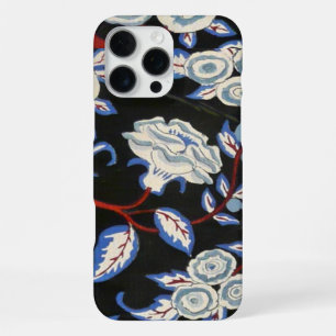 ELEGANTES ART DECO BLUMENMUSTER, BLAUE WEISSE ROSE iPhone 16 PRO MAX HÜLLE