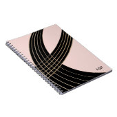 Elegantes Art Deco Curves Muster mit Monogramm Notizblock (Rechte Seite)