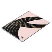 Elegantes Art Deco Curves Muster mit Monogramm Notizblock (Linke Seite)