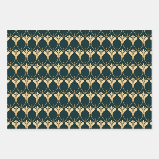 Elegantes Art Deco Fliesenmuster Geschenkpapier Set (Vorderseite 2)