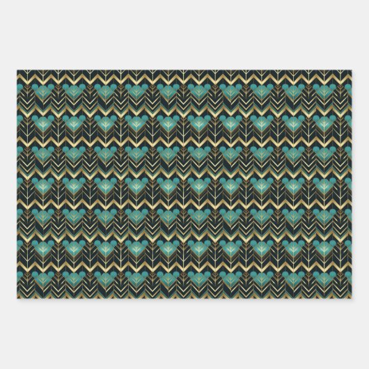 Elegantes Art Deco Fliesenmuster Geschenkpapier Set (Vorderseite 2)
