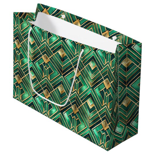 Elegantes Art Deco Fliesenmuster Große Geschenktüte (Vorderseite Schrägansicht)