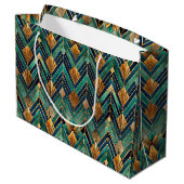 Elegantes Art Deco-Fliesenmuster  Große Geschenktüte (Rückseite Schrägansicht)