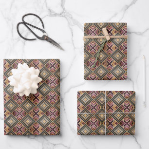 Elegantes Art Deco-Fliesenmuster-Party Geschenkpapier Set