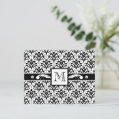 Elegantes Art Deco Floral Damask Custom Monogram Postkarte (Stehend Vorderseite)