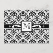 Elegantes Art Deco Floral Damask Custom Monogram Postkarte (Vorderseite)