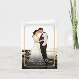 Elegantes Art Deco Frame Vertikales Foto Dankeskarte