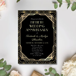 Elegantes Art Deco Fünfzigjähriges Bestehen Einladung