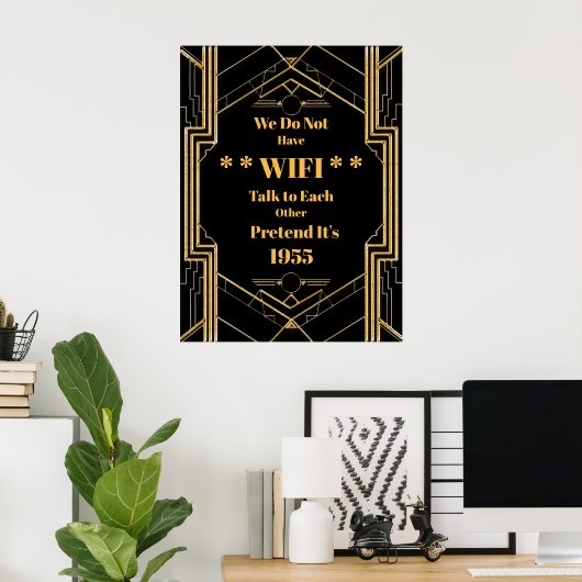 Elegantes Art Deco Gatsby Unplugged Wedding Poster (Heimbüro)