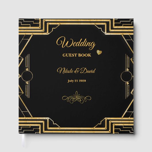Elegantes Art Deco Gatsby Wedding Gästebuch (Vorderseite)