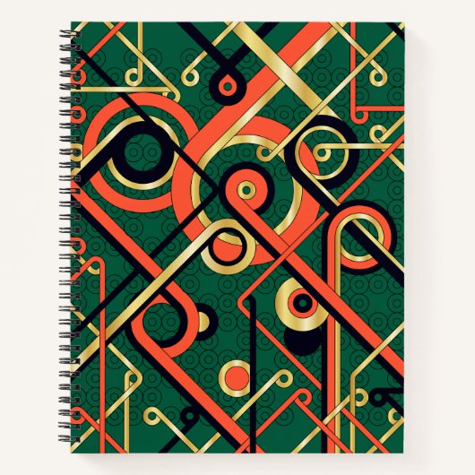 Elegantes Art Deco Geometric Spiral Notebook Notizblock (Vorderseite)