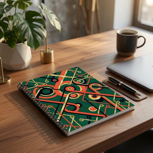 Elegantes Art Deco Geometric Spiral Notebook Notizblock