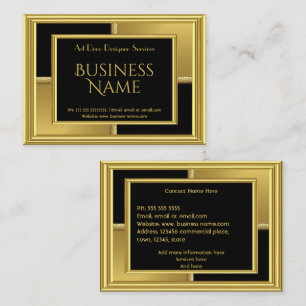 Elegantes Art Deco Gold Schwarz Geometrisches Meta Visitenkarte