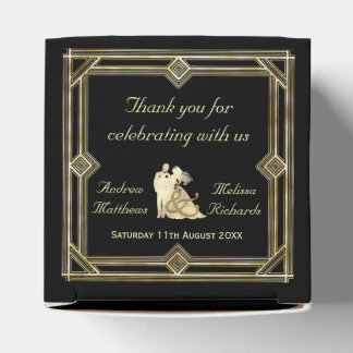 Elegantes Art Deco Gold Schwarz Hochzeitsgeschenk Geschenkschachtel
