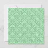 Elegantes Art Deco Green Damask Formales Brautpart Einladung (Rückseite)
