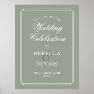 Elegantes Art Deco Hochzeits-Willkommensschild in  Poster