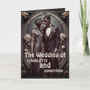 Elegantes Art Deco Hochzeitspaar - Einladung