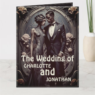 Elegantes Art Deco Hochzeitspaar - Einladung