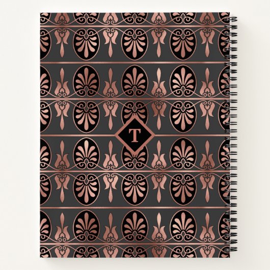 Elegantes Art Déco in Kupfer Farbe und Schwarz - L Notizblock (Rückseite)