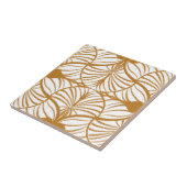 Elegantes Art Deco Mustard & White Gouache Scallop Fliese (Seite)