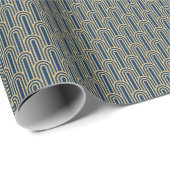 Elegantes Art Deco Muster Bögen Navy Gold Chic Geschenkpapier (Rolleneckpunkt)