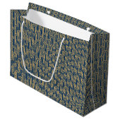 Elegantes Art Deco Muster Bögen Navy Gold Chic Große Geschenktüte (Vorderseite Schrägansicht)
