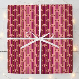 Elegantes Art Deco Muster Bögen Rosa Gold Chic Geschenkpapier