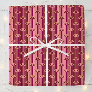 Elegantes Art Deco Muster Bögen Rosa Gold Chic Geschenkpapier