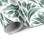 Elegantes Art Deco-Muster mit grünem Blattwerk Geschenkpapier (Rolleneckpunkt)