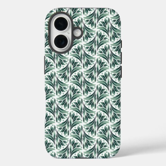 Elegantes Art Deco-Muster mit grünem Laub Case-Mate iPhone Hülle (Rückseite)
