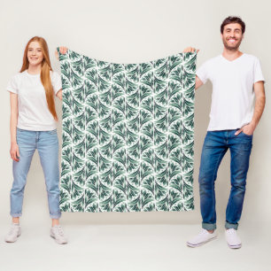 Elegantes Art Deco-Muster mit grünem Laub Fleecedecke