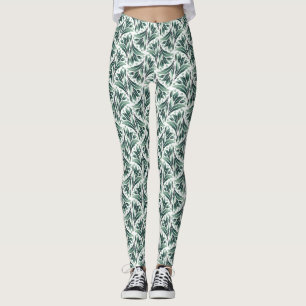 Elegantes Art Deco-Muster mit grünem Laub Leggings