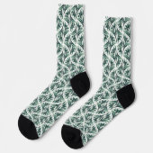Elegantes Art Deco-Muster mit grünem Laub Socken (Linkes Detail)