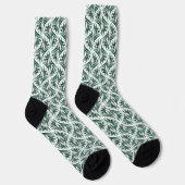 Elegantes Art Deco-Muster mit grünem Laub Socken (Rechts)