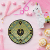 Elegantes Art Deco Muster Mongram Wedding Pappteller (Party)