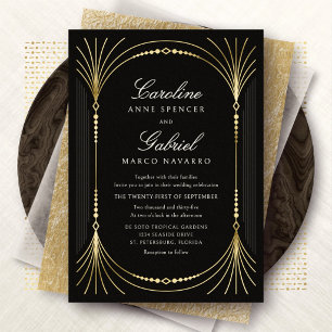 Elegantes Art Deco Nouveau Hochzeit Folieneinladung