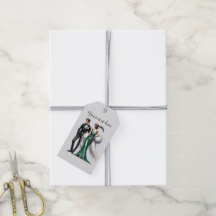 Elegantes Art Deco Paar anpassbar Geschenkanhänger
