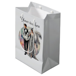 Elegantes Art Deco Paar anpassbar Mittlere Geschenktüte