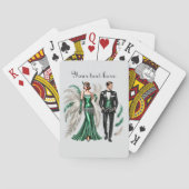 Elegantes Art Deco Paar fügt Text hinzu Spielkarten (Rückseite)