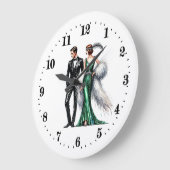 Elegantes Art Deco Paar Große Wanduhr (Winkel)